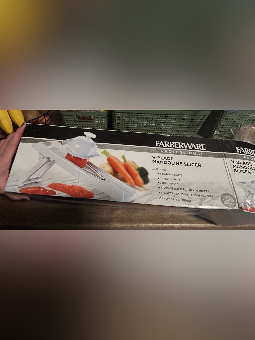 Farberware White V-Blade Mandoline Slicer with Food Guard
